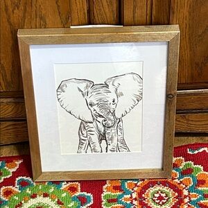 Hobby Lobby Elephant Illustration in Brown Frame
